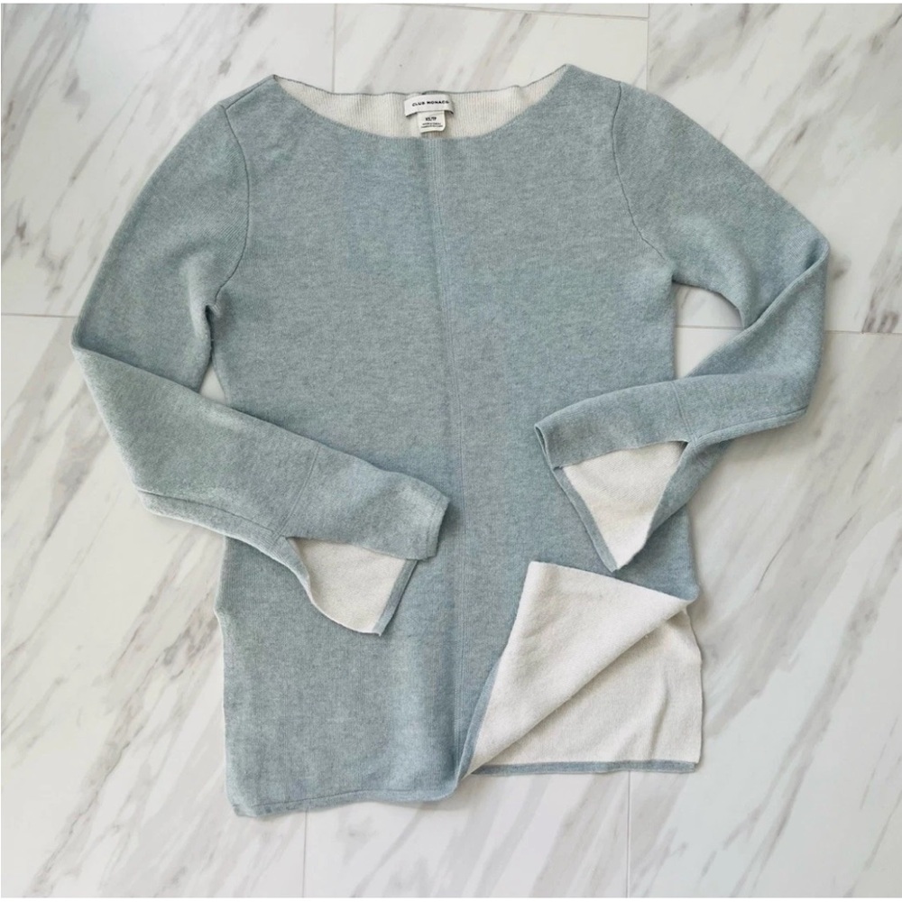 Club Monaco Reversible Sweater Icy Blue & Off White Women’s Sweater XS/TP